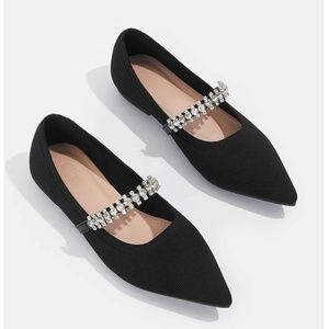 Pointy bedazzled flats